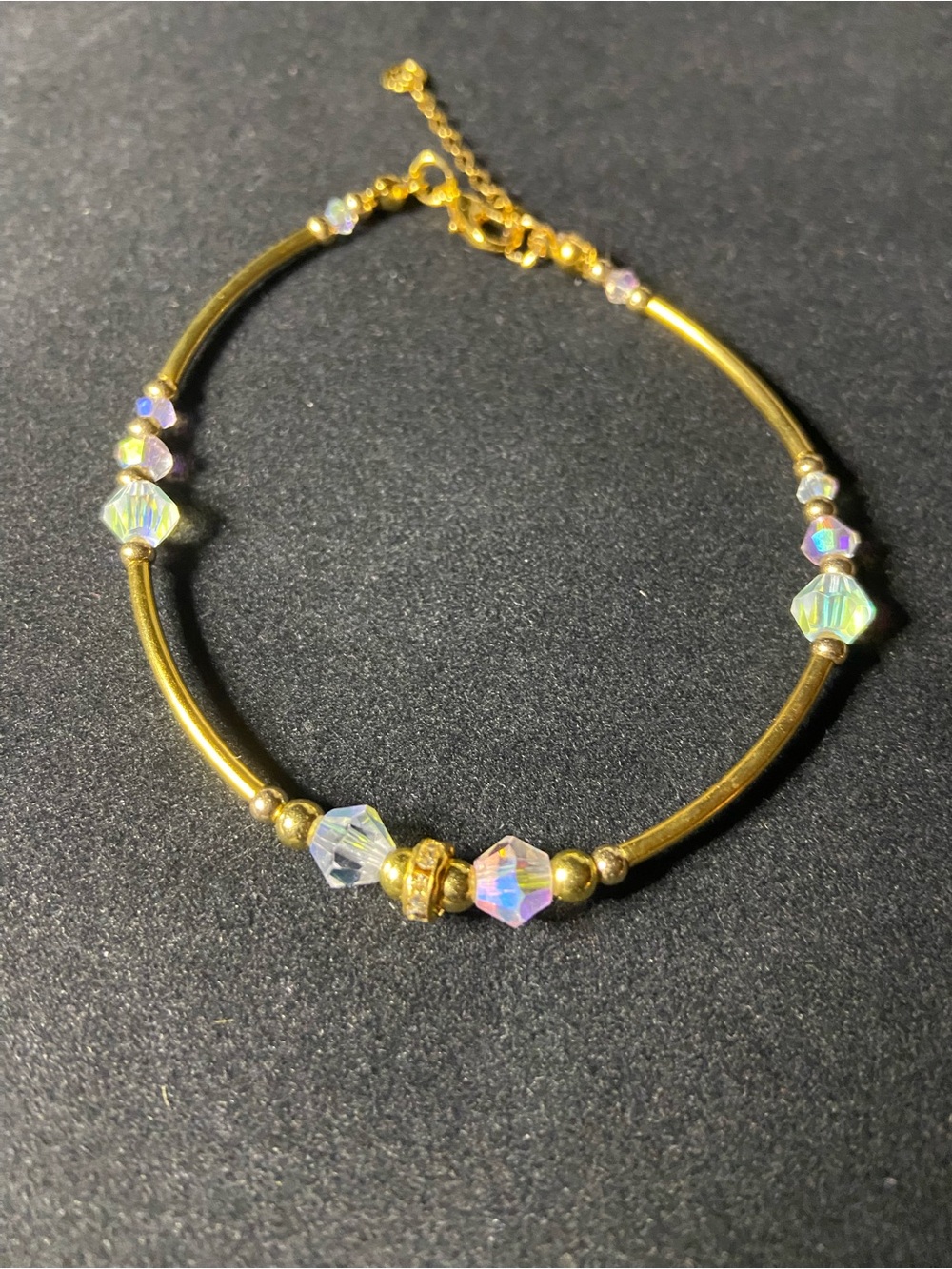 Gold Crystal Beaded Women's Bracelet Y2K